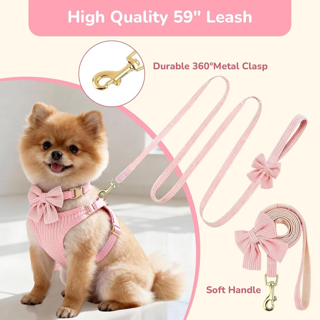 Conjunto de Arnes, Collar y Correa para Perros Pequeños. - Imagen 4