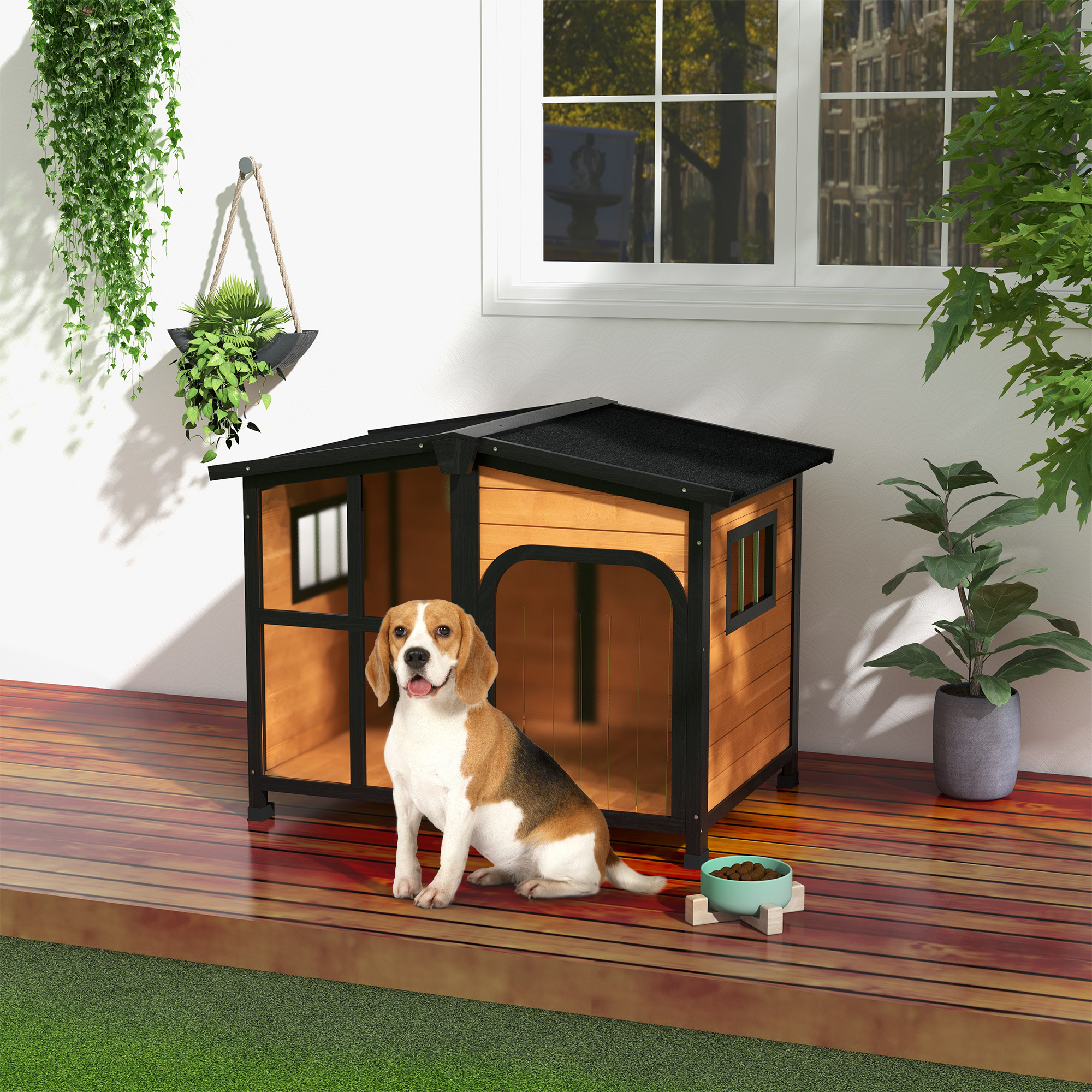 Casa para Perros de Madera - Exterior.