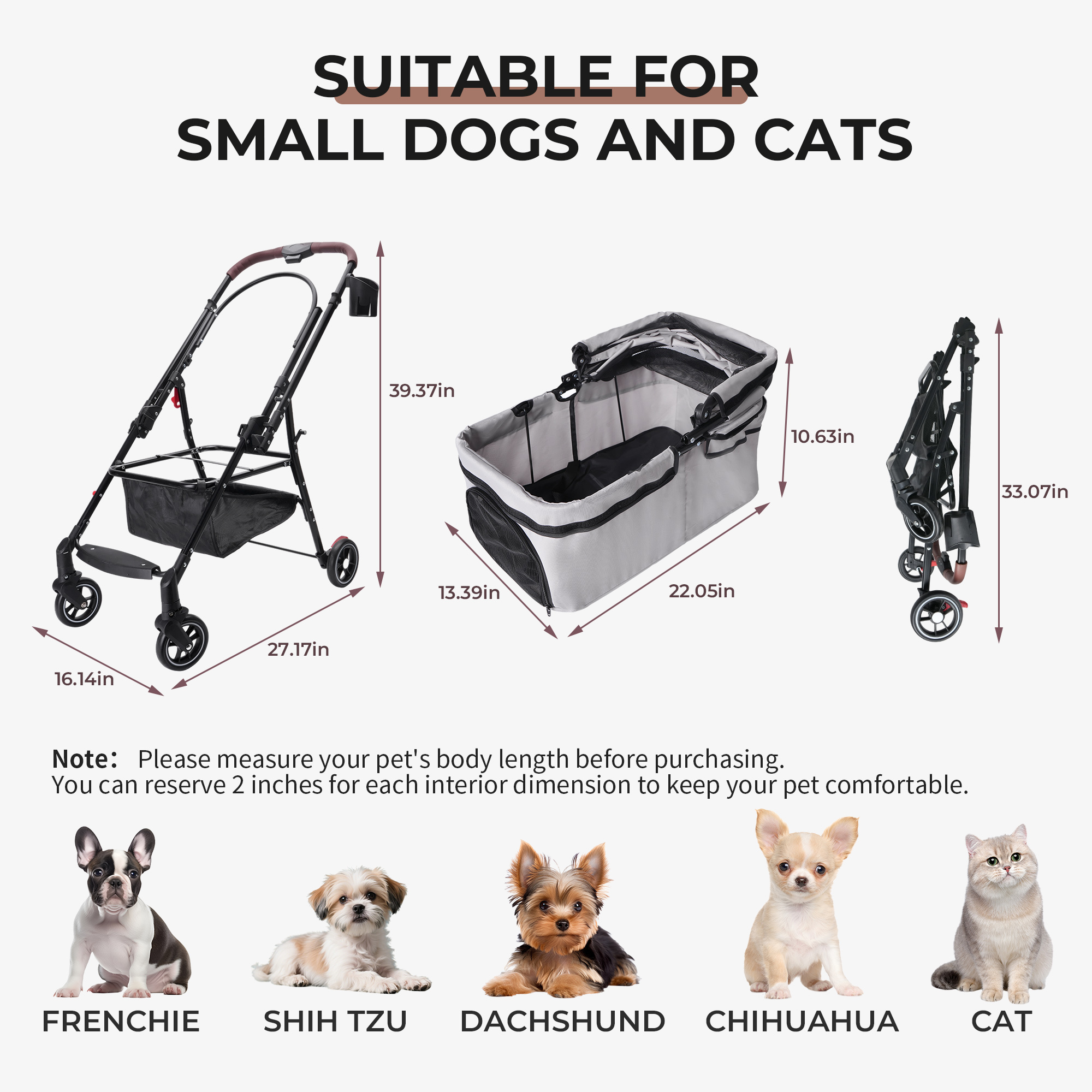 Carro para Perros con sitio giratorio.
