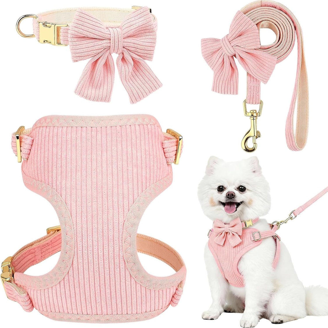 Conjunto de Arnes, Collar y Correa para Perros Pequeños.